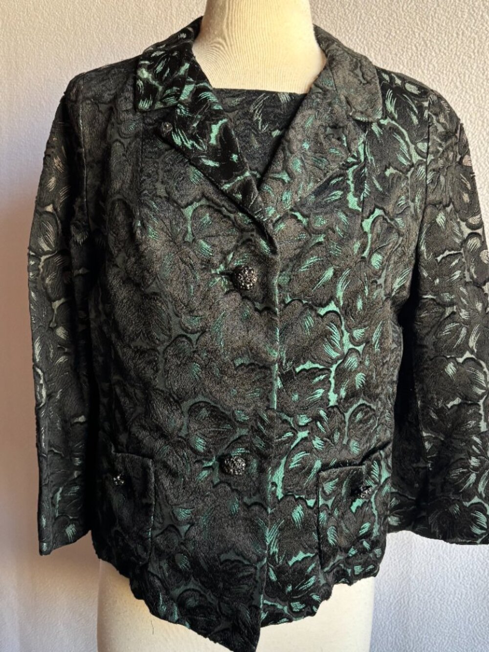 1950s 1960s Brocade Cocktail Set Shell & Jacket - Picture 10 of 16